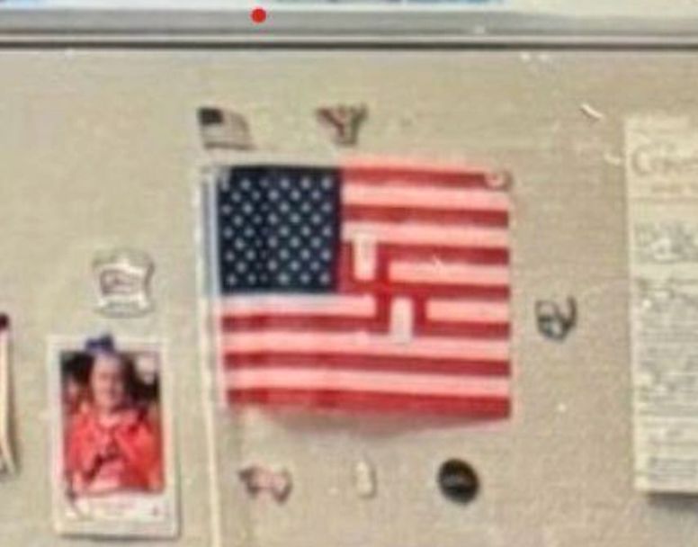 American flag with hate symbol found in GOP office